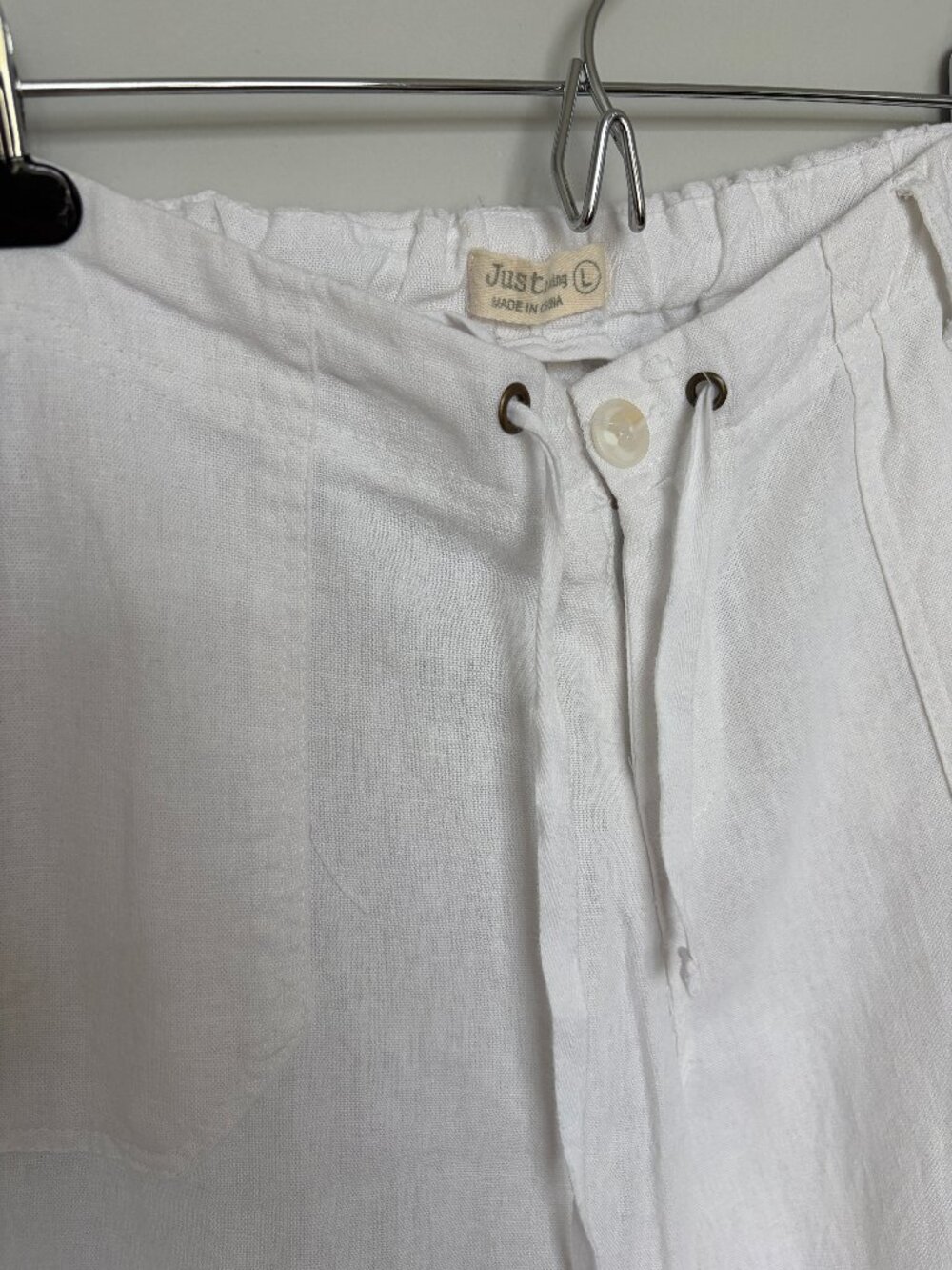 Just Living White Linen Wide Leg Pants L - Picture 2 of 7